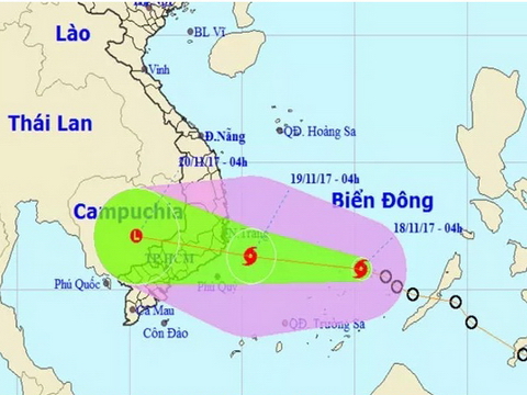 Bão số 14 giật cấp 11 trên quần đảo Trường Sa