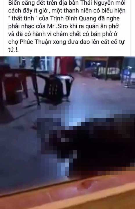 Hiện trường vụ án mạng được chia sẻ trên mạng xã hội.