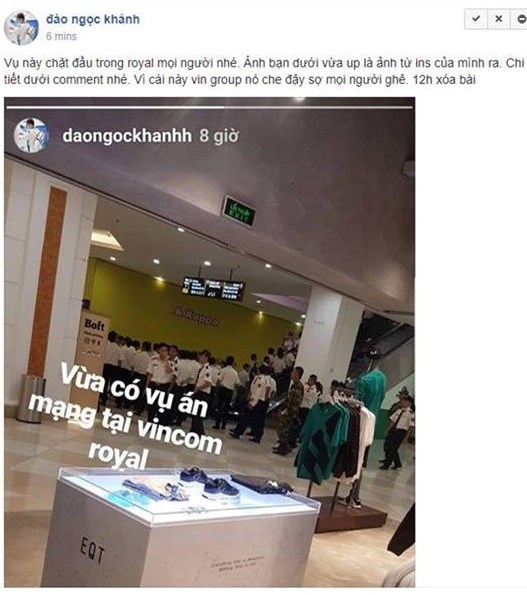 Dòng trạng thái Khánh đăng tải trên mạng.
