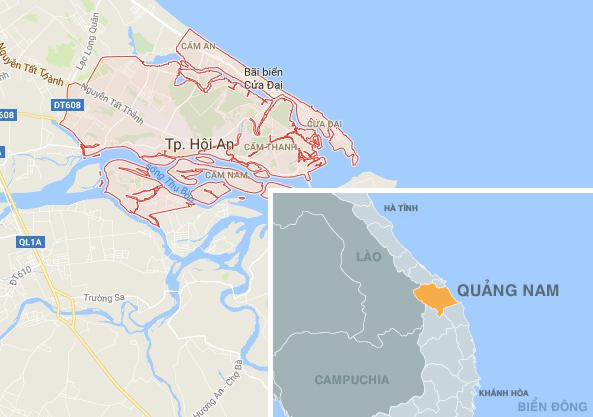 TP Hội An địa điểm đang bị ngập. Ảnh: Google Maps.