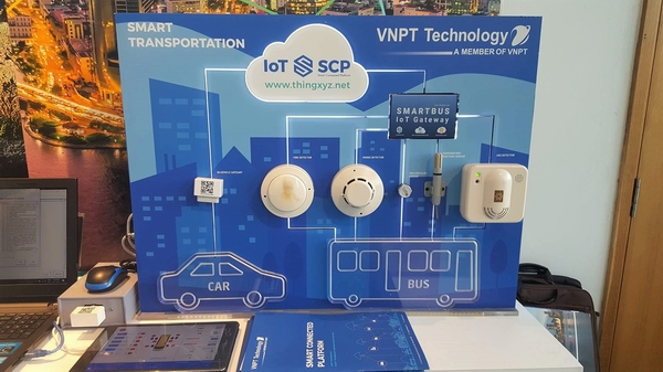 Khu vực demo giải pháp Smart Transportation (Giao thông thông minh) tại gian hàng của VNPT.