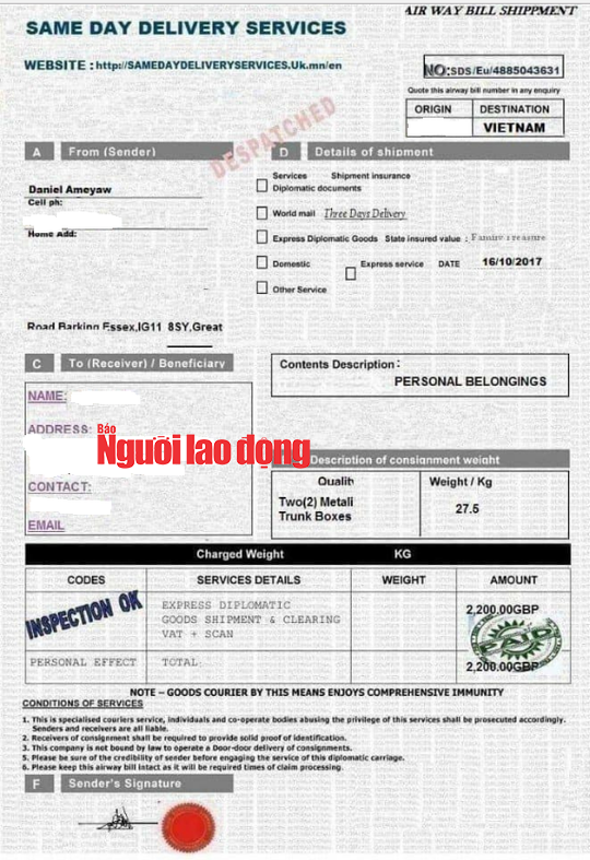 Các đối tượng làm giả giấy tờ chuyển quà