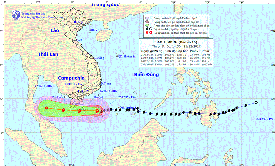 Bão số 16 có xu hướng yếu dần