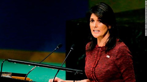 Đại sứ Mỹ tại Liên Hợp Quốc Nikki Haley.